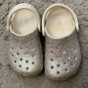 Crocs toddler white glitter